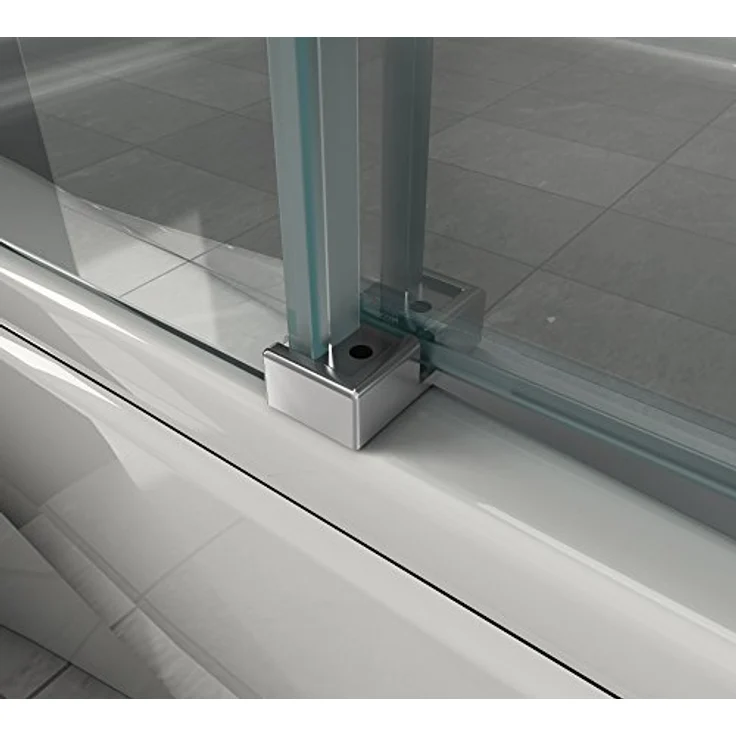 Glasdeals DOZE Schiebetür Badewannenaufsatz Duschtrennwand, 120 x 150 cm, 6 mm ESG Sicherheitsglas, rahmenlos, hochwertiges Edelstahl-Rollensystem – Bild 6