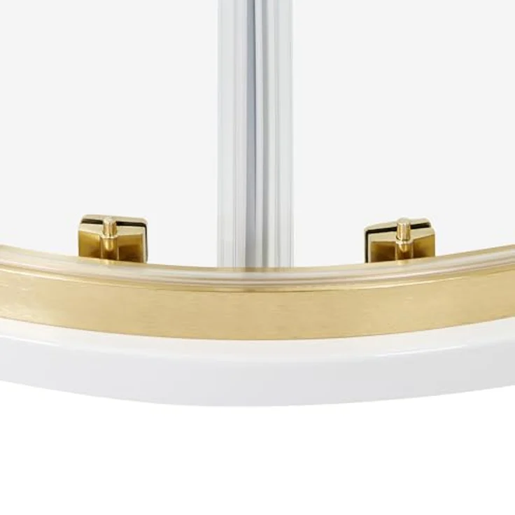 Beliani Duschkabine Gold, Halbrund 90x90 cm, 185 cm hoch, mit Sicherheitsglas, Aluminiumprofil und 2 Schiebetüren, Magnetschloss – Bild 7