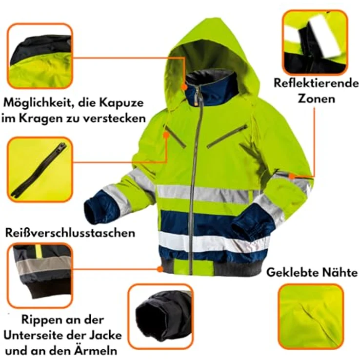 Thermo Warnschutzjacke EN 20471 L neongelb – Bild 3