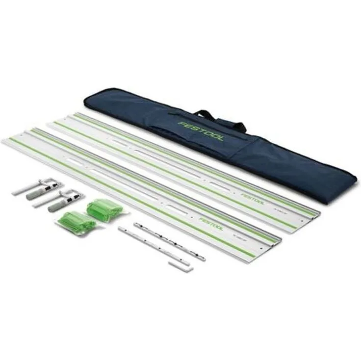 Festool Führungsschiene FS 1400/2-KP-Set, Präzises Starter-Set für gerade Schnitte mit Aufbewahrungstasche und Schraubzwingen, Artikelnummer 577932