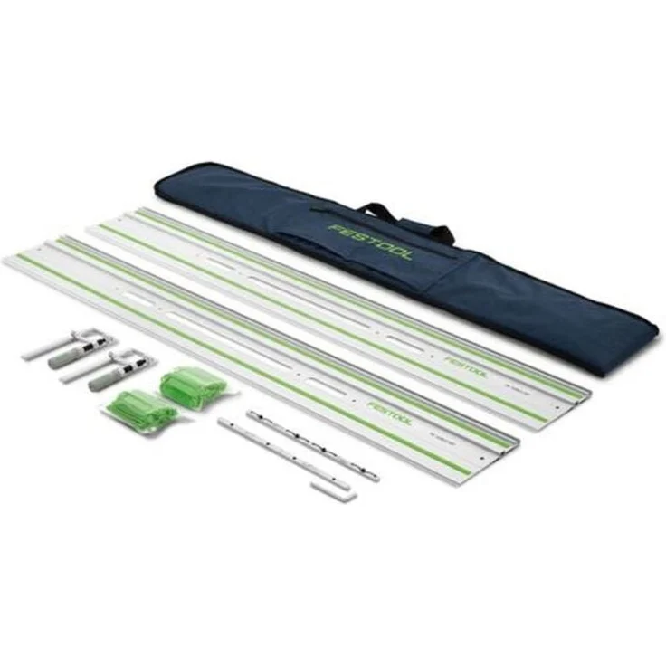 Festool Führungsschiene FS 1400/2-KP-Set, Präzises Starter-Set für gerade Schnitte mit Aufbewahrungstasche und Schraubzwingen, Artikelnummer 577932