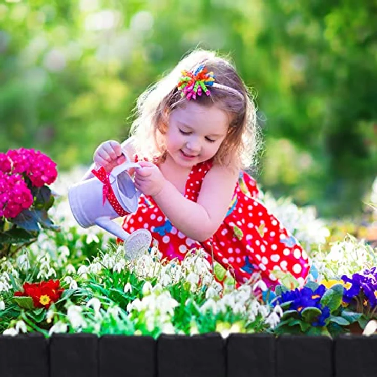 Relaxdays 40 x Beetzaun Steinoptik, Beetumrandung, HxB: 10x25 cm, Rasenkante zum Stecken, Kunststoff, Beeteinfassung, schwarz – Bild 3