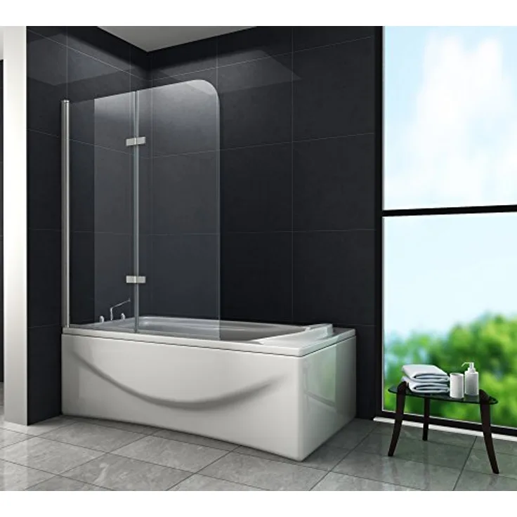 Duschtrennwand BREASE 120 x 140 (Badewanne) - Klarglas