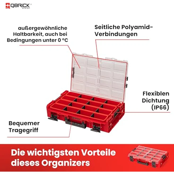 QBRICK System Werkzeugkoffer Qbrick System ONE Organiser XL 2.0 Long Bin RED ULTRA HD Custom – Bild 4