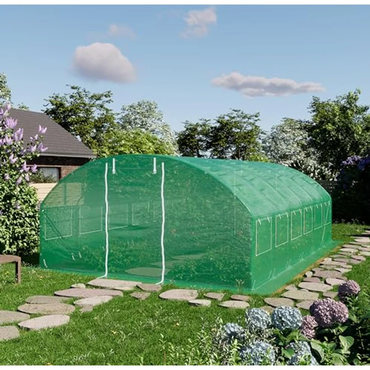 TOOLPORT Foliengewächshaus Gewächshaus 4x6m stabil & langlebig mit Fenster - reißfeste PE Plane 180g/m² grün transparent - SCHNELLE AUFBAUZEIT & HOHE STABILITÄT – Bild 2