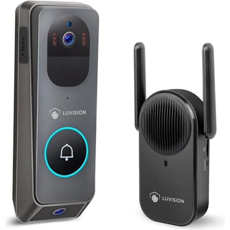 LUVISION Smart Home Türklingel Y03-W2, WLAN Funk Video Türklingel mit 3MP Dual Kamera, 2-Wege Audio, Bewegungserkennung und Nachtsicht