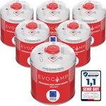 EVOCAMP 6x Propan Butan Gaskartuschen 450g, Ventilkartusche für Weber Grills Q100/1000, Schraubgewinde 7/16", mit Sicherheits-Verschlussautomatik, hohe Brenndauer bis 11 Stunden