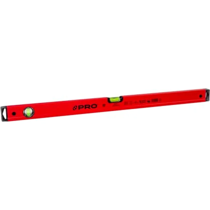PRO600 Wasserwaage 80 cm, Ergonomisches Profil mit ERS+ (Easy Reading System), Stossfest mit Anti Shock Absorber Endkappen, Farbe Rot – Bild 1