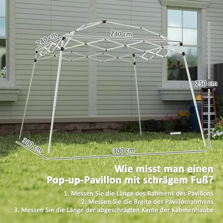 Outsunny Pavillon-Ersatzdach, wasserabweisend, stabil, winterfest, sturmfest, 300 x 300 cm, UPF50+, Farbe Kaffee – Bild 7