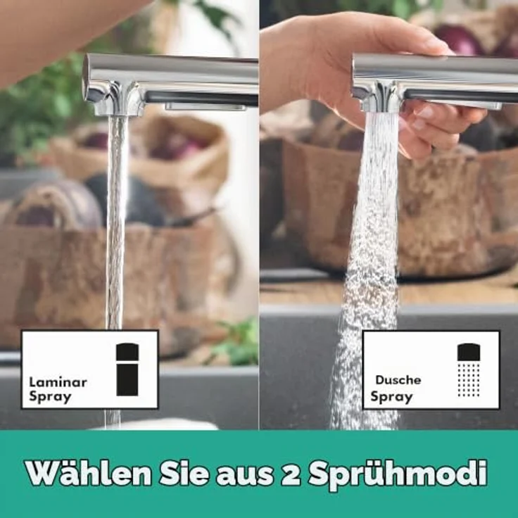 hansgrohe Küchenarmatur 160 Zesis M33, Metall Ausziehbrause Pro mit 2 Strahlarten, chrom, 150° schwenkbar – Bild 3