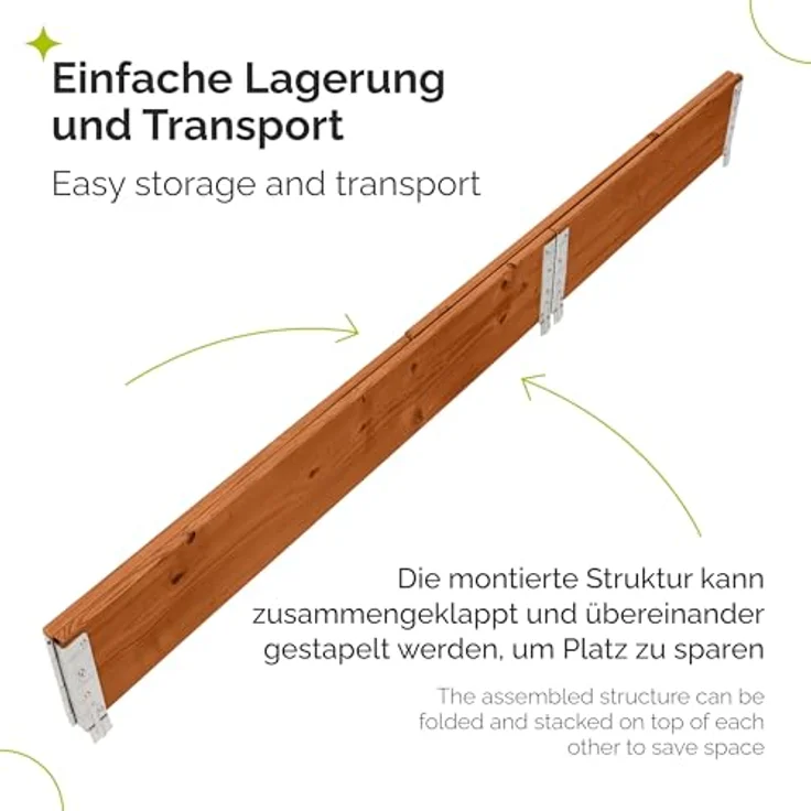 Garronda naturbelassene Hochbeete Palettenrahmen 120x80x20 cm 3 Stück faltbar stapelbar - für Pflanzen Blumen Kräuter Braun GD-0075 – Bild 4