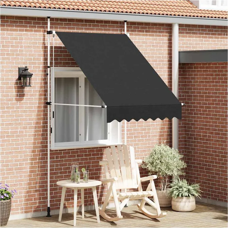 furnicato Einziehbare Markise M631812, Handbetrieben, 150 cm, anthrazit, wasser- und schmutzabweisend