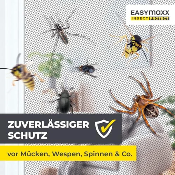 EASYmaxx Fliegengitter für Fenster Magic Click? | Zuschneidbar für alle Fenster bis 150 x 130 cm | Praktischer Magnetverschluss, einfache Klebemontage [transparent] – Bild 3