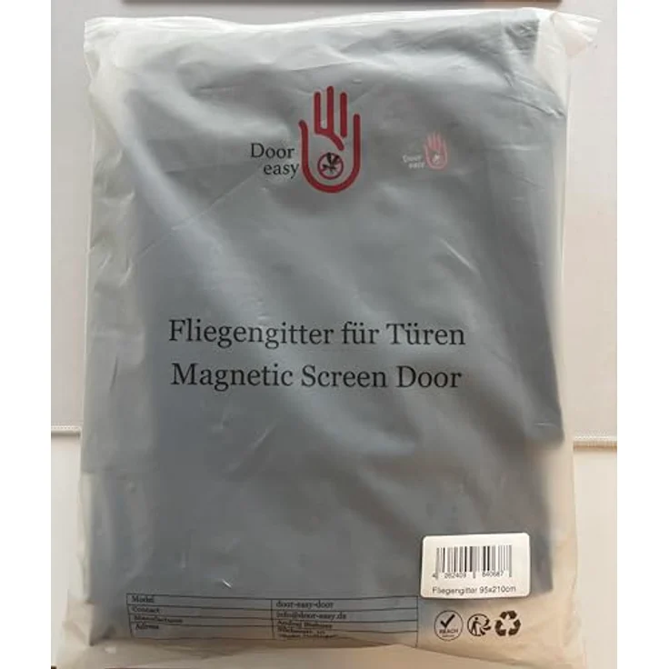 DOOR EASY Fliegengitter Balkontür 95 x 210cm, Magnetvorhang aus reißfestem Hochleistungs-Gewebe, werkzeugfreie Montage, 100% dicht mit Silent-Seal Technologie – Bild 2
