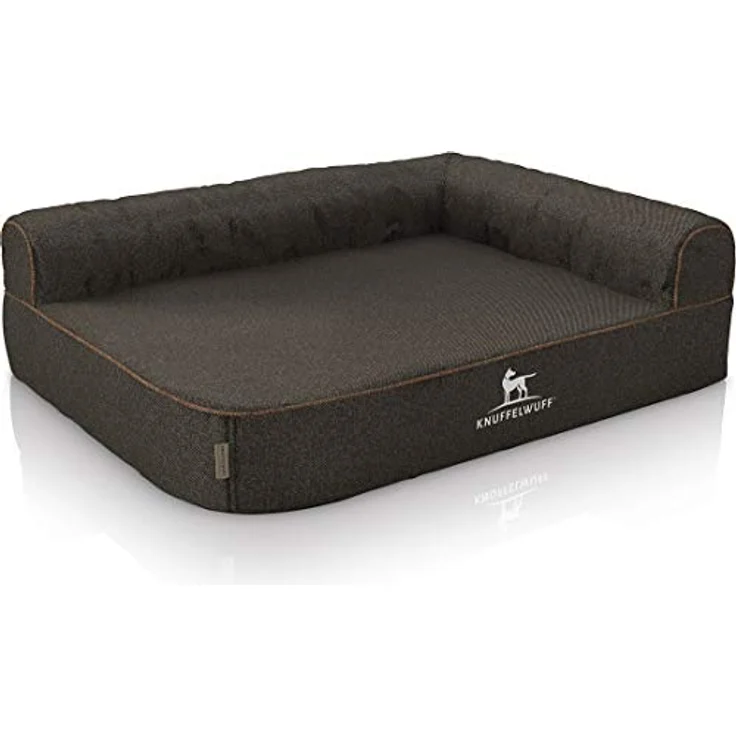 Knuffelwuff orthopädisches Eck Hundebett Marlie Hundekorb Hundesofa Hundekissen Hundekörbchen orthopädisch waschbar M-L 85 x 63cm Schwarz Lehne Rechts – Bild 2