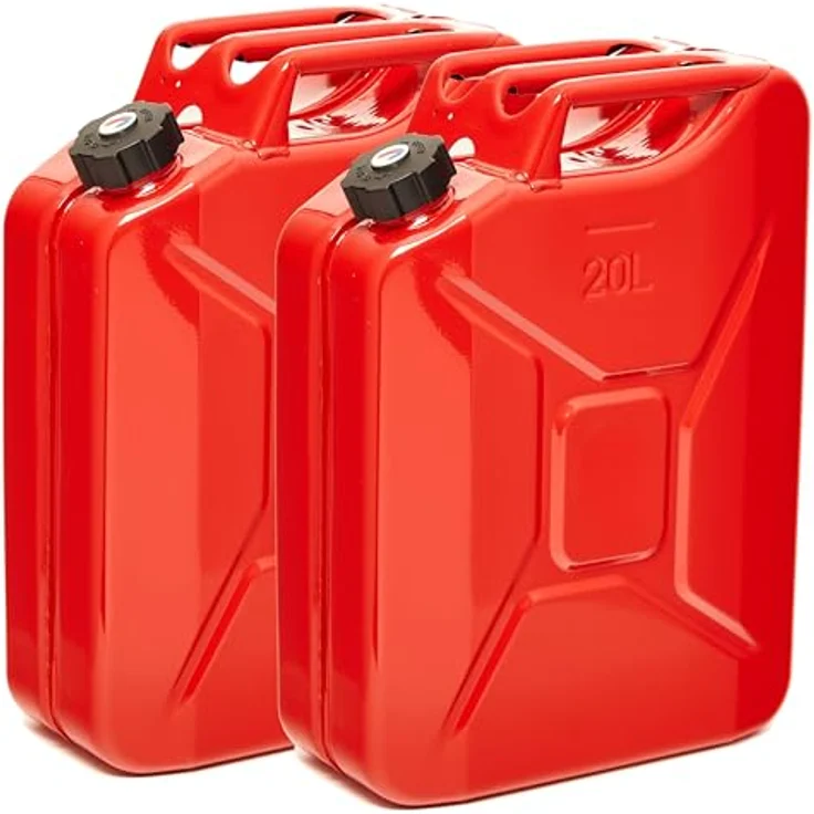 BW® Benzinkanister Metall 2x 20 Liter, rot - Hochwertige Kraftstoffkanister mit Schraubverschluss, TÜV-geprüft, UN-zugelassen, aus 0,9mm Stahl nach DIN 7274, Made in Europe – Bild 1