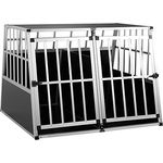 CADOCA® Hundetransportbox Aluminium Hundebox Kofferraum robust verschließbar trapezförmig XXL 97x90x70cm Reisebox Autobox Tiertransportbox