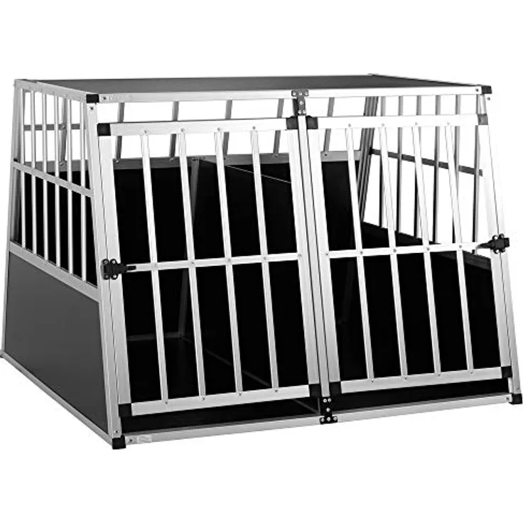 CADOCA® Hundetransportbox Aluminium Hundebox Kofferraum robust verschließbar trapezförmig XXL 97x90x70cm Reisebox Autobox Tiertransportbox