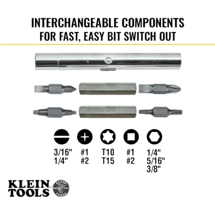 Klein Tools 32500 11-in-1 Schraubendreher-Steckschlüssel mit gepolstertem Griff – Bild 2