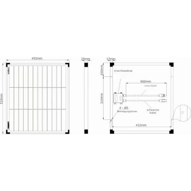 EnjoySolar Solarpanel Eco Line ES30P36, polykristallines Solarmodul 30W 12V mit 90cm Kabel und TÜV-Zertifizierung – Bild 4