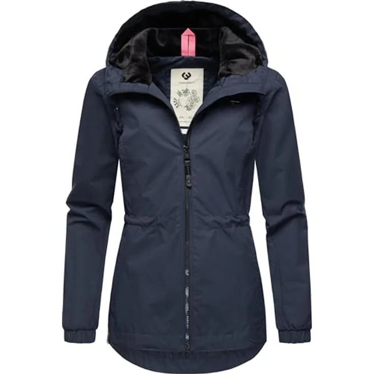 Ragwear Danka, Damen Übergangsjacke, wasserfest mit gefütterter Kapuze, blau, Größe M – Bild 1
