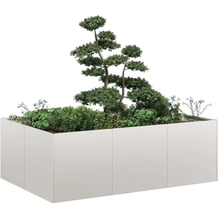 vidaXL Pflanzkübel 120x80x40 cm Edelstahl, Hochbeet mit viel Platz für Pflanzen, rostbeständig – Bild 2