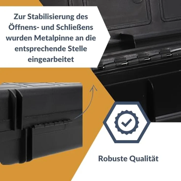 GarPet Werkzeugkoffer Maschinenkoffer leer Kunststoff Werkzeug Koffer Elektrowerkzeuge Box, Stoßfest, Umweltfreundlich, Clip-Verbindungs- und Öffnungssystem, Schwarz – Bild 5