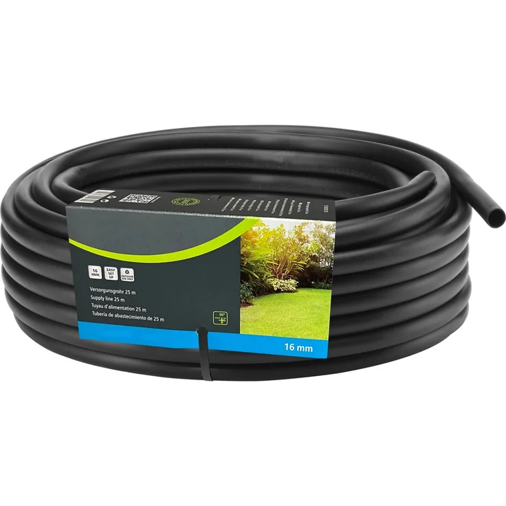 Geka Drip Versorgungsrohr Ø 16 mm x 25 m, UV-stabil, lichtundurchlässig für effiziente Bewässerung