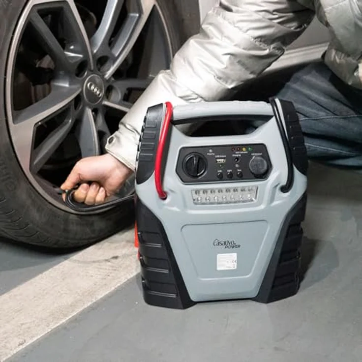 Casativo 5-in-1 Powerbank mit Starthilfe Booster & Luftkompressor, 12V, 20000 mAh, 1000A, 150 PSI, grau/schwarz für Auto, Motorrad & Outdoor – Bild 8