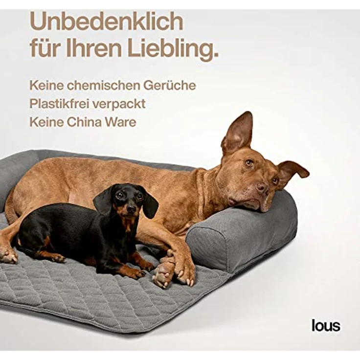 Lous Hundedecke Sofa, Sofaschutz Hund, Hundebett waschbar 90 Grad, Couchkissen, anthrazit S, formstabiler Rand, plastikfrei, entwickelt in Deutschland – Bild 3