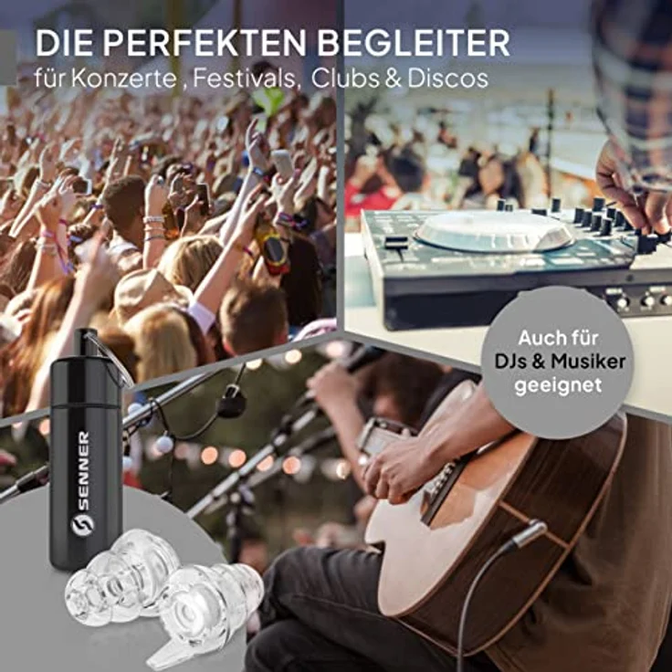 Senner Gehörschutzstöpsel MusicPro, Hi-Fi Ohrstöpsel für Konzert und Festival, transparent, SNR 20 dB, hypoallergen, inkl. Aluminiumbehälter – Bild 3