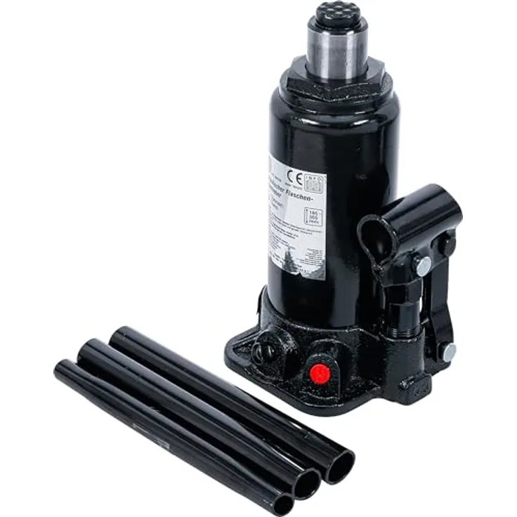 BGS Hydraulischer Flaschen-Wagenheber, 5 t Tragkraft, Sicherheitsventil, teleskopierbarer Kolben, hohe Standfestigkeit
