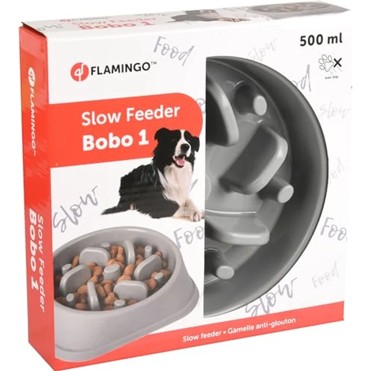 FLAMINGO Schüssel Bobo 1 Slow Feeder, Grau, Durchmesser 17 cm, 500 ml – Bild 3
