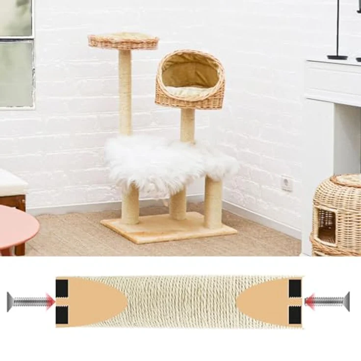 EYEPOWER M10 Sisalstamm 50 cm, Pfotenfreund Ø 9,2 cm, 100% Natur Sisal für Kratzbaum Ersatzteile, stabile Kratzsäule für Katzen – Bild 2