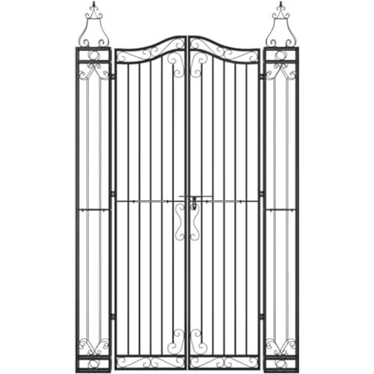 vidaXL Gartentor Schwarz 121x8x200 cm Schmiedeeisen Abschließbar Zauntor, Pulverbeschichtet – Bild 4
