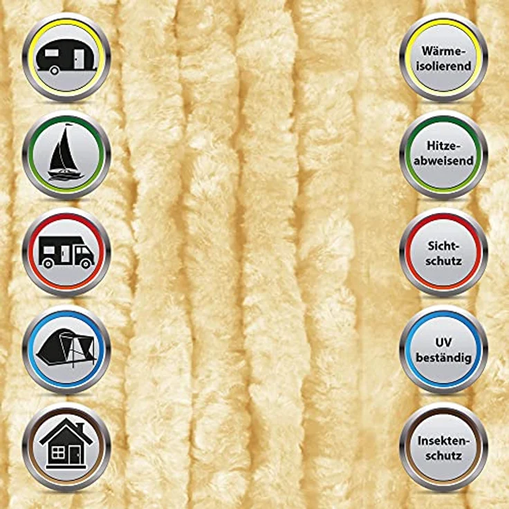 Bestlivings Flauschvorhang in Sondergröße - Türvorhang Breite: 120cm - Länge: 250cm, Creme – Bild 3