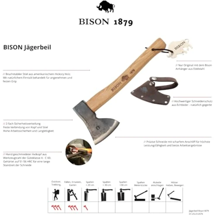 Bison Jägerbeil 1879 500g 500g-HY 330 mm, natur – Bild 7
