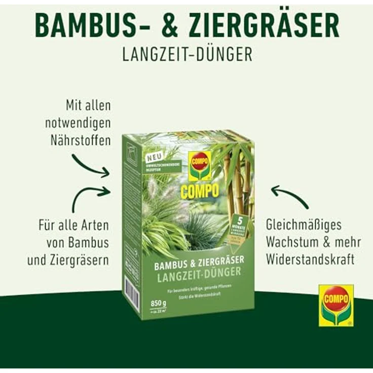 Compo Bambus & Ziergräser Langzeit-Dünger, umweltschonende Rezeptur, 5 Monate Wirkung, 850 g für 22 m² – Bild 2