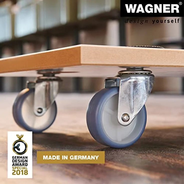 WAGNER Transporthilfe MM 1318 I 57,5 x 30 x 10 cm - Tragkraft 200 kg - Spezialbeschichtung für Sensible Böden - Anti-Rutsch-Pads - Beste Beweglichkeit - Verkehrsweiß – Bild 4