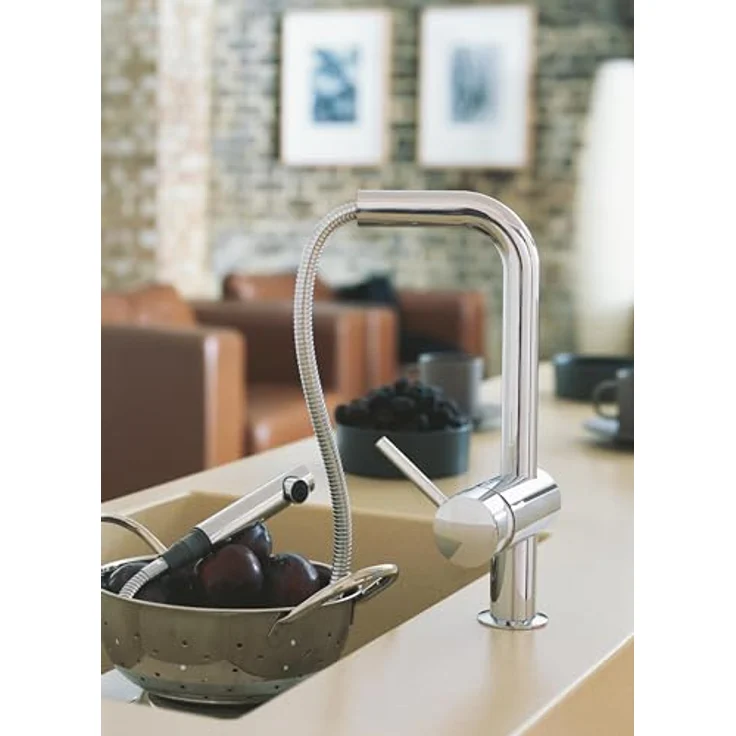 Grohe Minta Einhand-Spültischbatterie mit ausziehbarem Auslauf L-Auslauf, Chrom – Bild 2