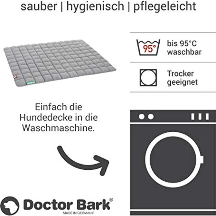 Doctor Bark Hundedecke - weiche, hochwertige Hundematte für große Hunde, robuste Indoor - Outdoor Liegedecke, waschbar bis 95°C (Gr. XL, Hellgrau) – Bild 5