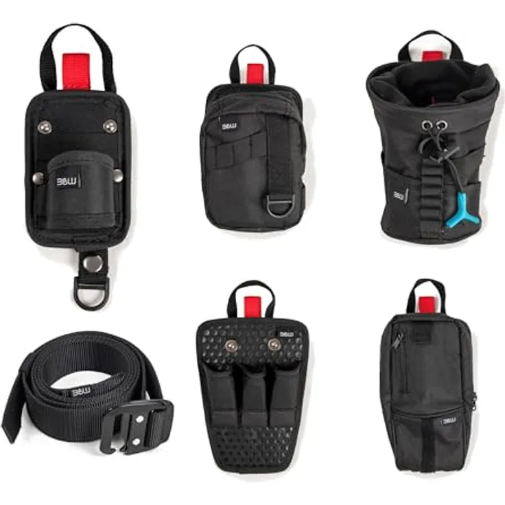 B&W International tool.modul Erweiterungs-Set 6-teilig (Gürtel, Reißverschlusstasche, Werkzeughalter, Universaltasche, Taschen-Set für Werkzeug) - Robustes Polyester, FIDLOCK-Magnetsystem
