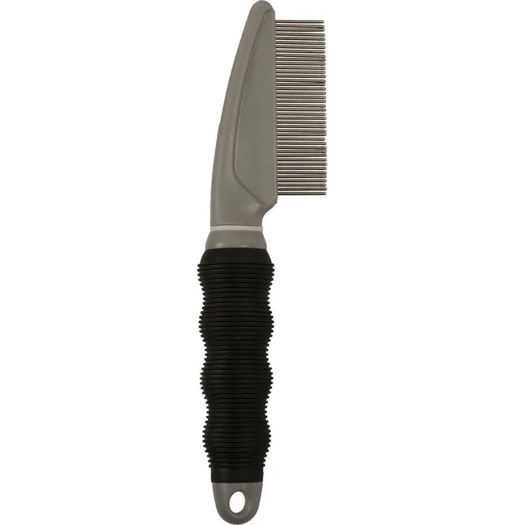 DUVO+ Flohkamm schwarz/grau, feiner Kamm zur Entfernung von Flöhen und Eiern mit ergonomischem Griff und rotierenden Zinken