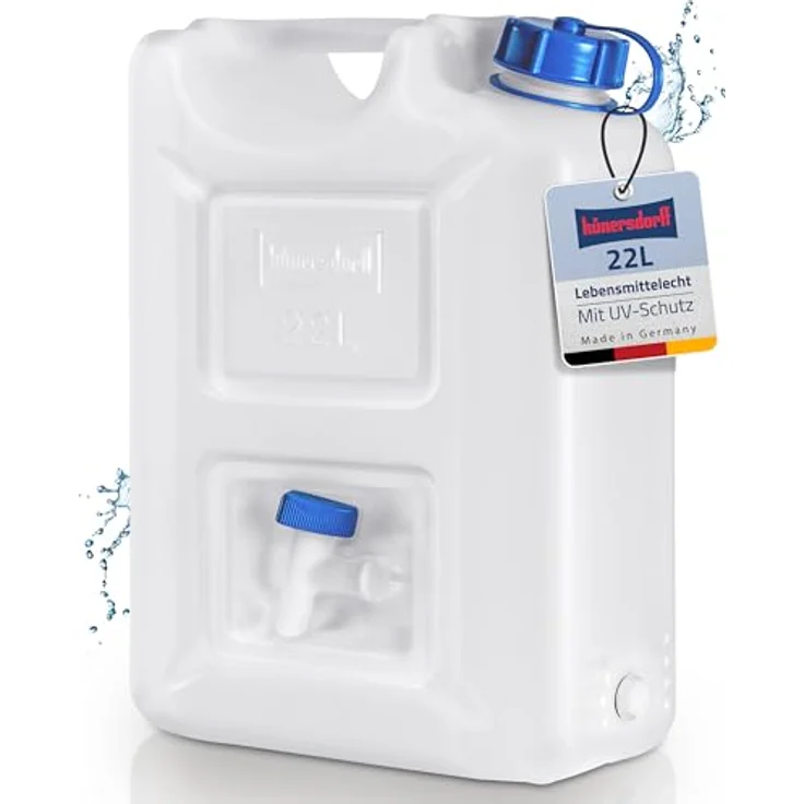 Wasserkanister 22l HD-PE stapelbar,m.Auslaufhahn H495xB350xT165mm HÜNERSDORFF – Bild 2