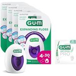 GUM EXPANDING FLOSS, gewachste Zahnseide für enge Zahnzwischenräume, flauschend bei Benutzung, 4x30m (+1 Gratisprobe)