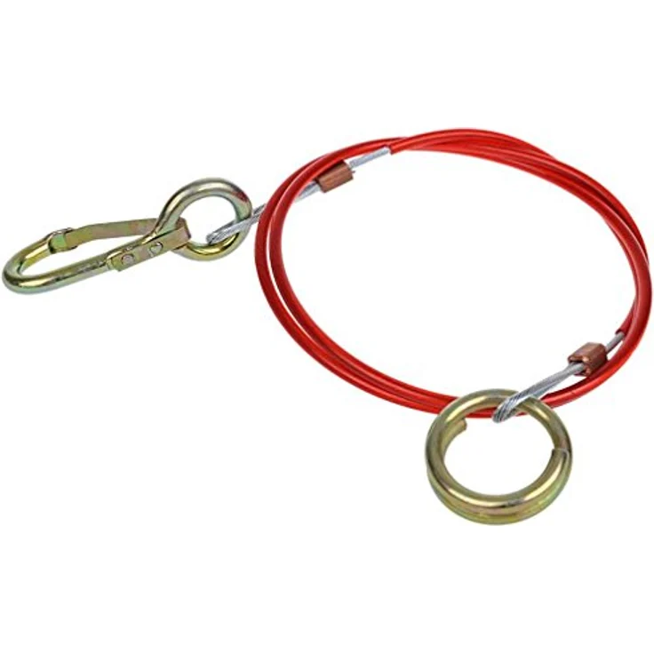 ProPlus 1m Anhänger - Abreißseil, rotes Sicherungsseil aus Draht mit Haken und Ring zur Befestigung – Bild 2