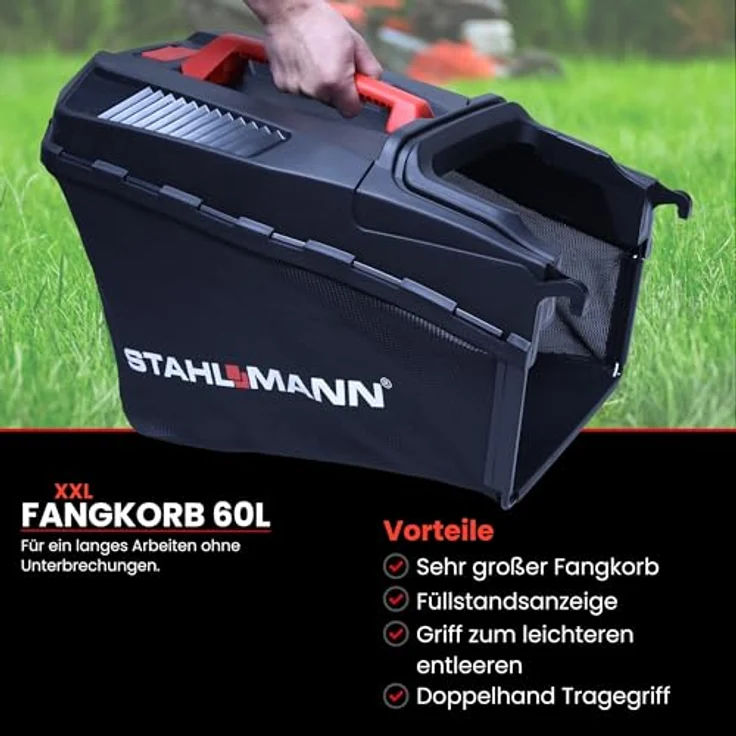 STAHLMANN Rasenmäher BR460, Benzin mit Radantrieb, 5,4 PS, 46 cm Schnittbreite, Mulchen, Schnitthöhenverstellung, 60L Fangkorb – Bild 5