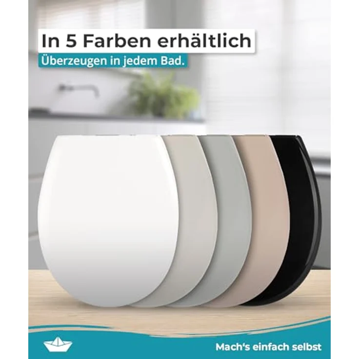 Calmwaters WC Sitz Premium Schwarz, Duroplast mit Absenkautomatik, antibakteriell, bis 250 kg belastbar, abnehmbar, 26LP6149 – Bild 9