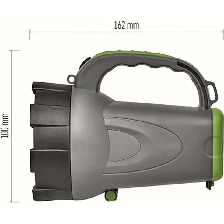 EMOS Aufladbarer LED Handscheinwerfer 300lm Helligkeit, 370m Leuchtweite, 2 Lichtmodi, 2400 mAh Akkulampe inkl. Netzteil, Auto-Ladeadapter und Tragegurt, Leuchtdauer 30 St. – Bild 4