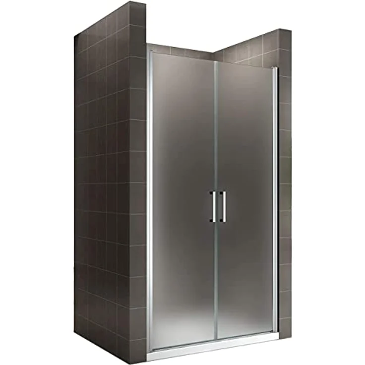 i-flair Duschtür 89-92 cm, 185 cm Höhe, satiniertes 6 mm Sicherheitsglas, mit Edelstahlgriffen und Nano-Beschichtung – Bild 1